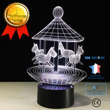 TD® 3D Optique LED Veilleuse 3D Merry-go-round Lampe 7 Veilleuses ColorLed pour Enfants Touch Led USB Table Bébé Veilleuse Veilleuse
