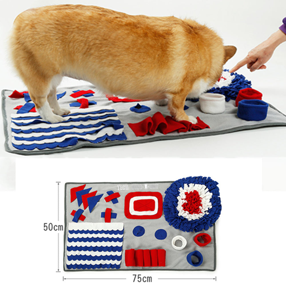 TD® tapis snuffle chien grande taille educateur lavable gamelle en machine antiderapant proprete resistant absorbant epais bleu 50x7
