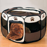 Tente pliable marron octogonale pour chien