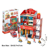 TD® Le cube puzzle en trois dimensions caserne de pompiers bâtiment modèle garçon étudiant cadeau parent-enfant jouets faits à la ma