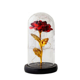 TD® Abat-jour en verre LED feuille d'or rose veilleuse