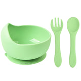 TD® Bol en silicone pour enfants simple complément alimentaire pour bébé formation trois pièces bol en silicone cuillère fourchette