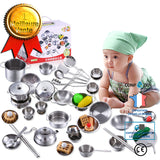 TD® 25 pièces de jouets de cuisine pour enfants, jouets de cuisine pour enfants, ustensiles de cuisine et couverts en acier inoxydab