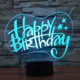 TD® 3D Optique LED Veilleuse 3D LED Night Light Joyeux Anniversaire Cadeau avec 7 Couleurs Lumière pour La Décoration De La Maison L