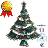Broches en email en forme d'arbre de Noel Bijoux de Noel Broche de Noel en strass pour les femmes Cadeau de Noel