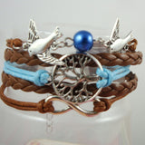 LSC® Multi-couleur européenne et américaine nouvelle perle wingbird infini hommes et femmes bracelet accessoires corde encuir multic
