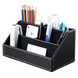TD® Pot à Crayons / Boite de Rangement Multi-Fonction Structure en bois et Cuir / Table du bureau ou Maison/ Organisateur de Bureau