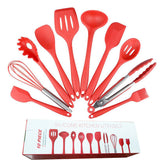 Ustensiles de cuisine de cuisine en silicone ensemble de 10pc prime outil de cuisson résistant à la chaleur