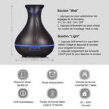 TD® Humidificateur Ultrasonique/Diffuseur Arôme,Huiles Essentielle Purificateur Vaporisateur 400 ml,Pour SPA/Yoga/Maison/Bureau Noir