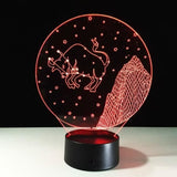TD® Lampe optique poser décoratif tactile 7 couleurs illusion optique - modèle taureau - faible consommation câble USB ou 3 piles AA