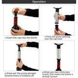 TD® Bouchon à vin en acier inoxydable, pompe à vide, assainisseur de vin, bouchon à champagne, bouchon de bouteille de vin en silico
