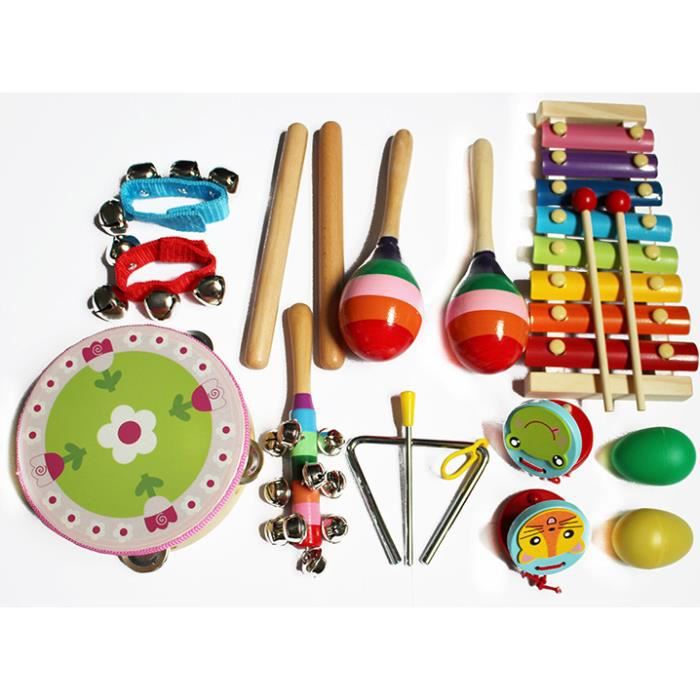 TD® 14PCS Instruments de Musique Jouets de Percussions Instruments avec Sac de Transport Pour Enfant Comme Cadeau à Noël,Anniversair
