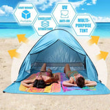 TD® Tente de plage automatique Tente de parasol de bord de mer Tente changeante de plage avec rideau