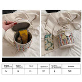 TD® Mode niche conception sac à bandoulière été arc-en-ciel tricoté portable seau en métal sac messager sac décoration de vacances s