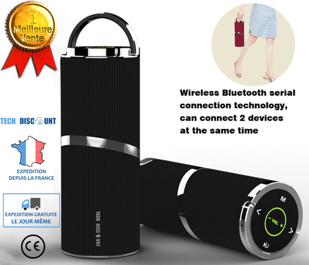 TD® enceinte portable noire sans fil Bluetooth Écran musique tactile e –