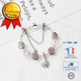 TD® Bracelet Fantaisie Charms  Bijoux avec Pendentifs en forme d'Arbre de Vie  en Argent Sterling 925/ 1000 Incrusté de Strass Roses