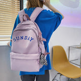 TD® Cartable sac à dos motif anglais lanières couleur rose grande capacité lycée étudiant cartable nylon étanche ordinateur collège