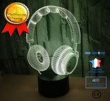 TD® Lampe Led Forme Casque Audio Luminaire Illusion 3d Décoloration à 7 Couleurs Tactile - Yonis Noir