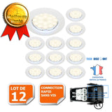 TD® Lot de 12 LED complètes, éclairage intérieur extérieur pots de LED complète blanche encastrables puissance 5W halogène chaud