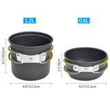 TD® Fournitures de plein air ensemble de casseroles de camping vaisselle d'extérieur batterie de cuisine individuelle portable
