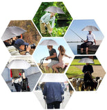 TD® Parapluie portable pliable avec chapeau mains libres pour la pêche, le jardinage, la photographie (argent)