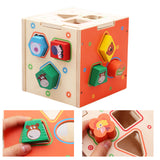 TD® Jouets géométriques en bois de boîte d'intelligence en forme de bande dessinée explorant les jouets de cube d'activité de motric