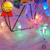 TD® Guirlande lumineuse LED Photo Clips étoiles Pile, de 20 lumières blanc chaud 3 m Transparent, fête d'anniversaire, mariage