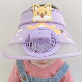 TD® Garçons et filles dessin animé matériel de sécurité été en plein air plage soleil ciel haut chapeau de soleil avec ventilateur