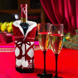 TD® Décoration de Noël boule de cheveux tricoté vin rouge ensemble maison restaurant habiller atmosphère bouteille vin rouge sac 2 p