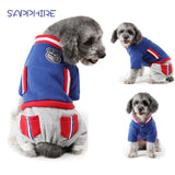 TD® Vêtements  chien chat pour animaux de compagnie pull rayures col veste poches baseball quatre pattes bleu gris mignon petit bala