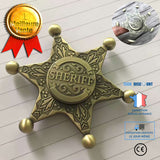 TD® Hand Spinner Métal étoile Sheriff Or - Jeu de rotation