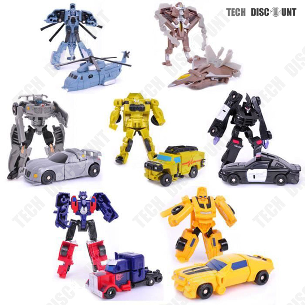 TD® Jouets pour enfant lot de 7 robots voitures figurines creatifs intelligents multicouleur cadeau noel jeu de course