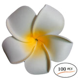 TD® Kit de 100 pièces de fleur de Frangipanier hawaïenne de taille 6 cm décoration mariage exotique tendance et moderne en mousse