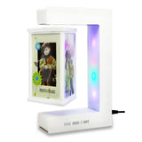 TD® Cadre photo lévitation magnétique à suspension trois côtés créatif quatre lumières led pour cadeau décoration couleur blanc mode