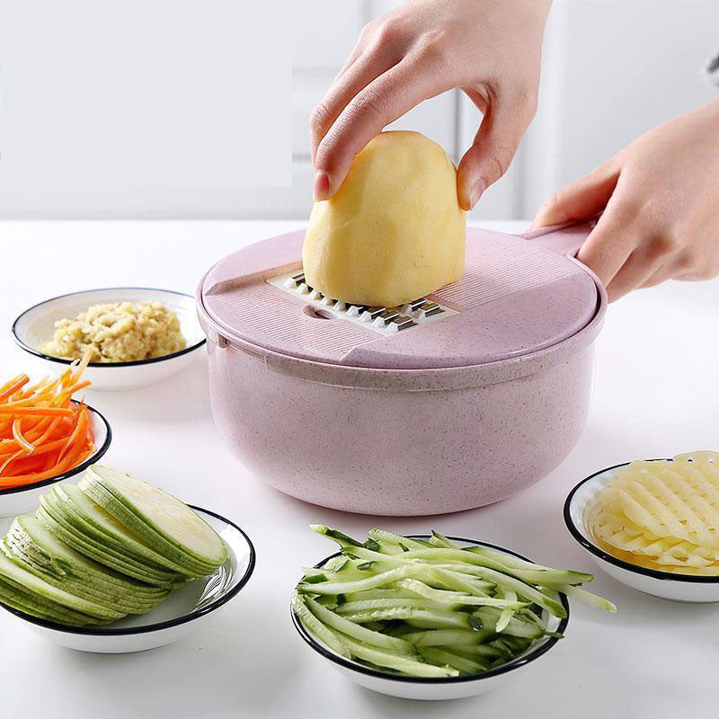 Multifonction  set  de   coupe-légumes manuel  appareil  à couper légumes ustensil de cuisine-Rose