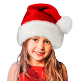TD® Chapeau de Noël épais en peluche décorations de Noël pour adultes long chapeau en peluche rouge et blanc en peluche