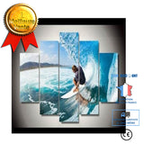 TD® Salon mur Art photos HD imprimé 5 pièces-pcs hommes mer Surf paysage moderne peinture sur toile décor à la maison affich~30067