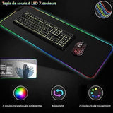 TD® Tapis de souris RGB Gaming Ordinateur Ambiance Gaming Éclairage USB Filaire Anti-Dérapant compatible clavier souris effet couleu