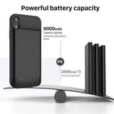 TD® 6000mAh Coque Batterie pour iPhone XR echargeable Externe Portable Chargeur de Batterie Pack Power Bank Batterie de Secours