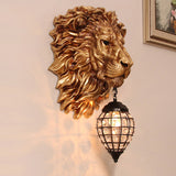Vanit&eacute; Europ&eacute;enne Lumi&egrave;re Personnalit&eacute; T&ecirc;te De Lion Or Applique Murale All&eacute;e
