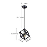 TD® Lustre rétro en fer forgé noir lustre de restaurant lampes à vent industrielles en métal cube à tête unique créatives