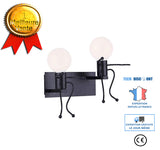 TD® Double Tête Applique Murale Vintage Creative Little People Applique Murale Simple - Noir