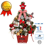 TD® Noël Mini Petit Sapin de Noël Ornement avec Lumières 50cm Bureau Sapin de Noël Rouge Ensemble