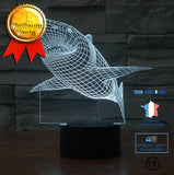 TD® 3D Optique LED Veilleuse 3D LED Night Lights Shark avec 7 couleurs de lumière pour la décoration de la maison lampe AmazTQ352204