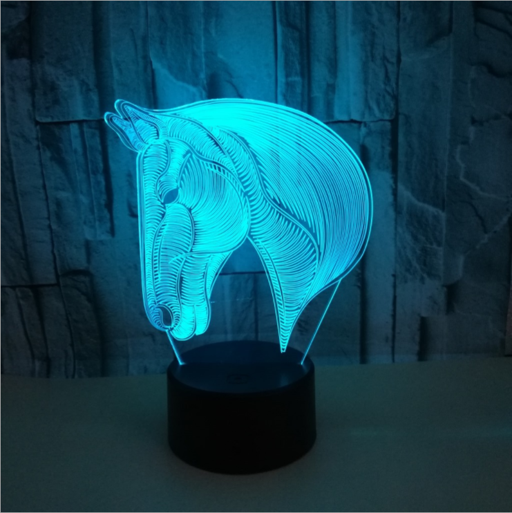 TD® 7 couleurs changeant animal LED   veilleuse cheval 3D lampe de table de bureau USB bébé enfant dormir nouveauté veilleuse