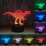 TD® Lampe optique poser décoratif tactile 7 couleurs illusion optique modèle dinosaure - faible consommation câble USB ou 3 piles AA