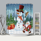 Coffrets cadeaux de Noël en tissu imperméable de rideau de douche de salle de bains de neige et 12 crochets