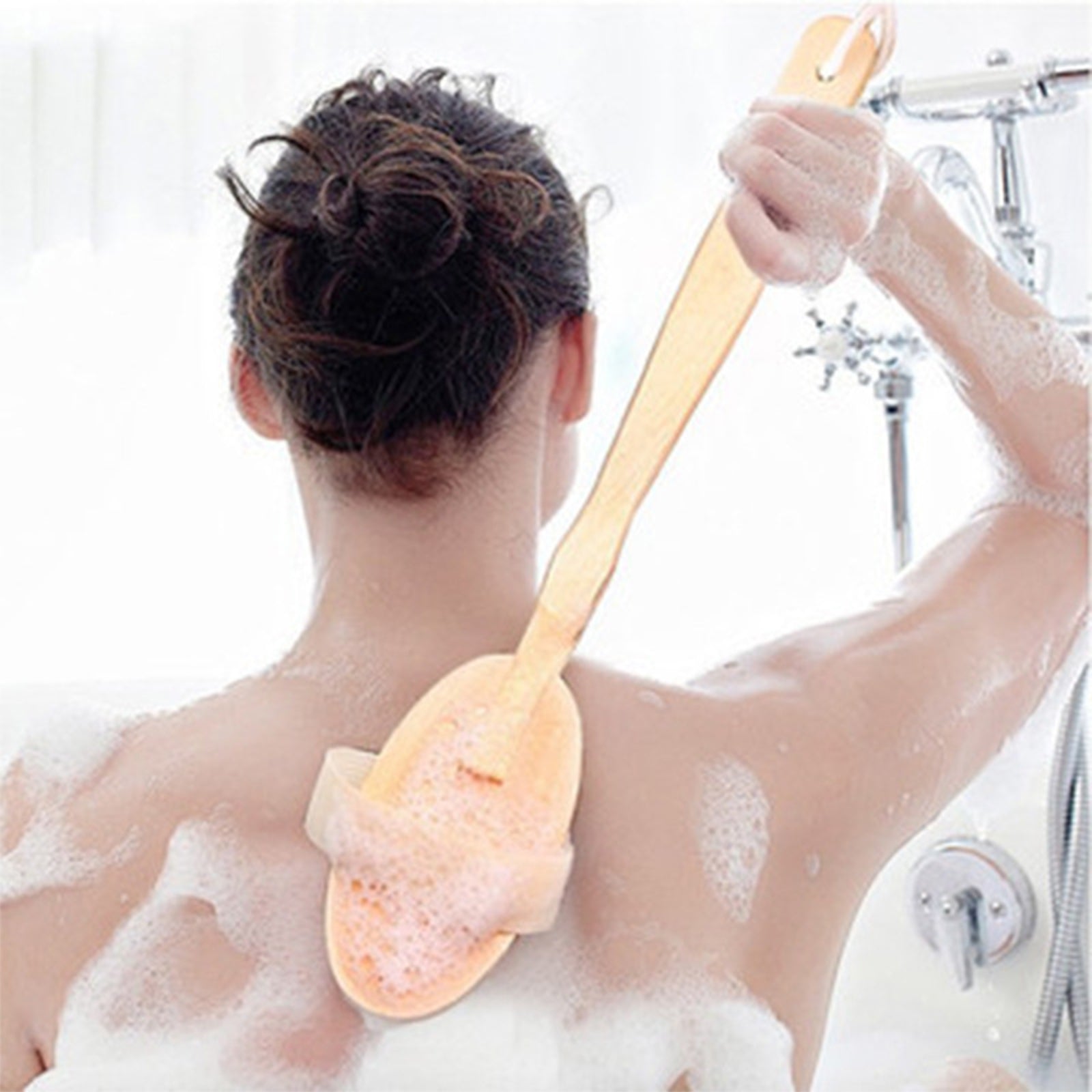 TD® Brosse de bain amovible Brosse pour le bain et le dos avec manche –