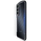 TD® Étui de téléphone anti-empreintes digitales anti-chute pour Samsung Galaxy s22 + texture givrée de grain de fibre de carbone