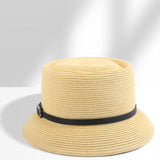 TD® Nouveau été pêcheur chapeau femmes mode chapeau de paille ceinture décoration petit pot chapeau large bord chapeau de soleil